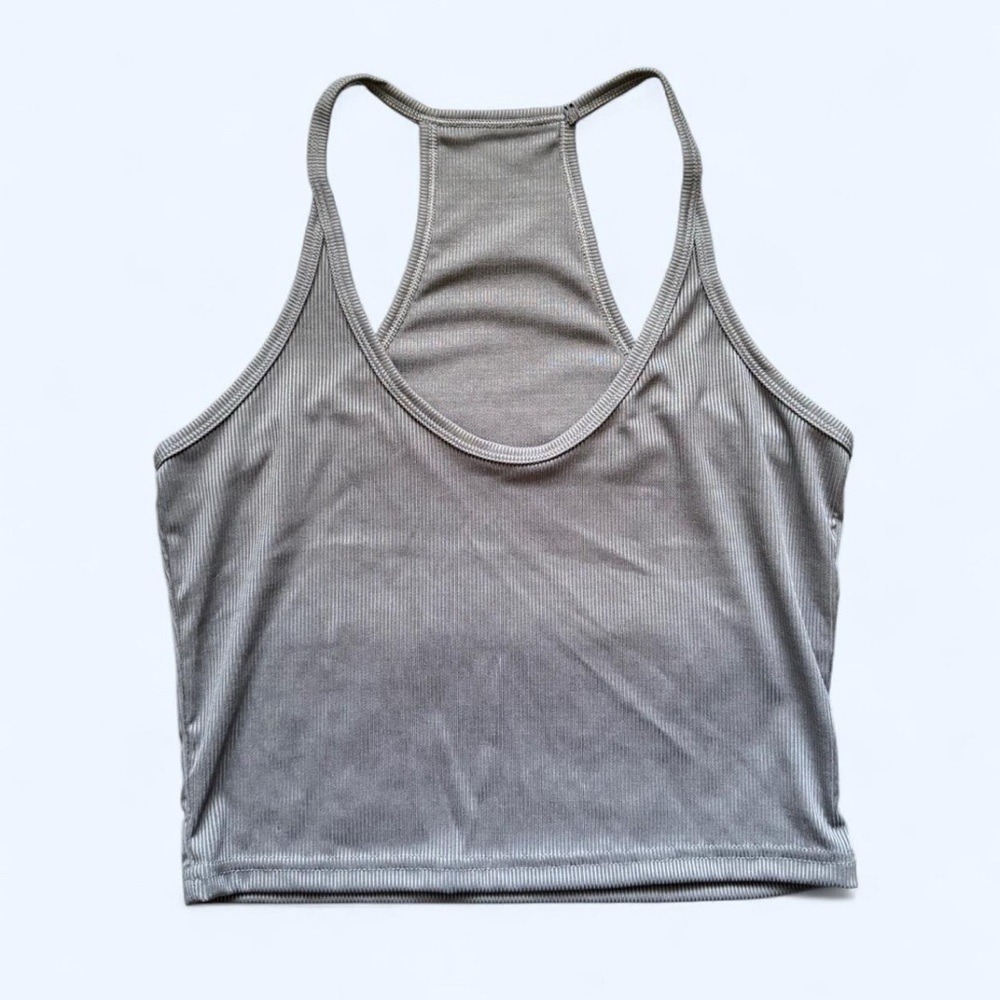 Gray Ribbed Tank Top